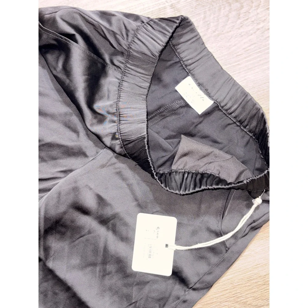 Owaisselle Kids Black Satin Jogger Pants Elastic Waist Tapered Trousers NWT
